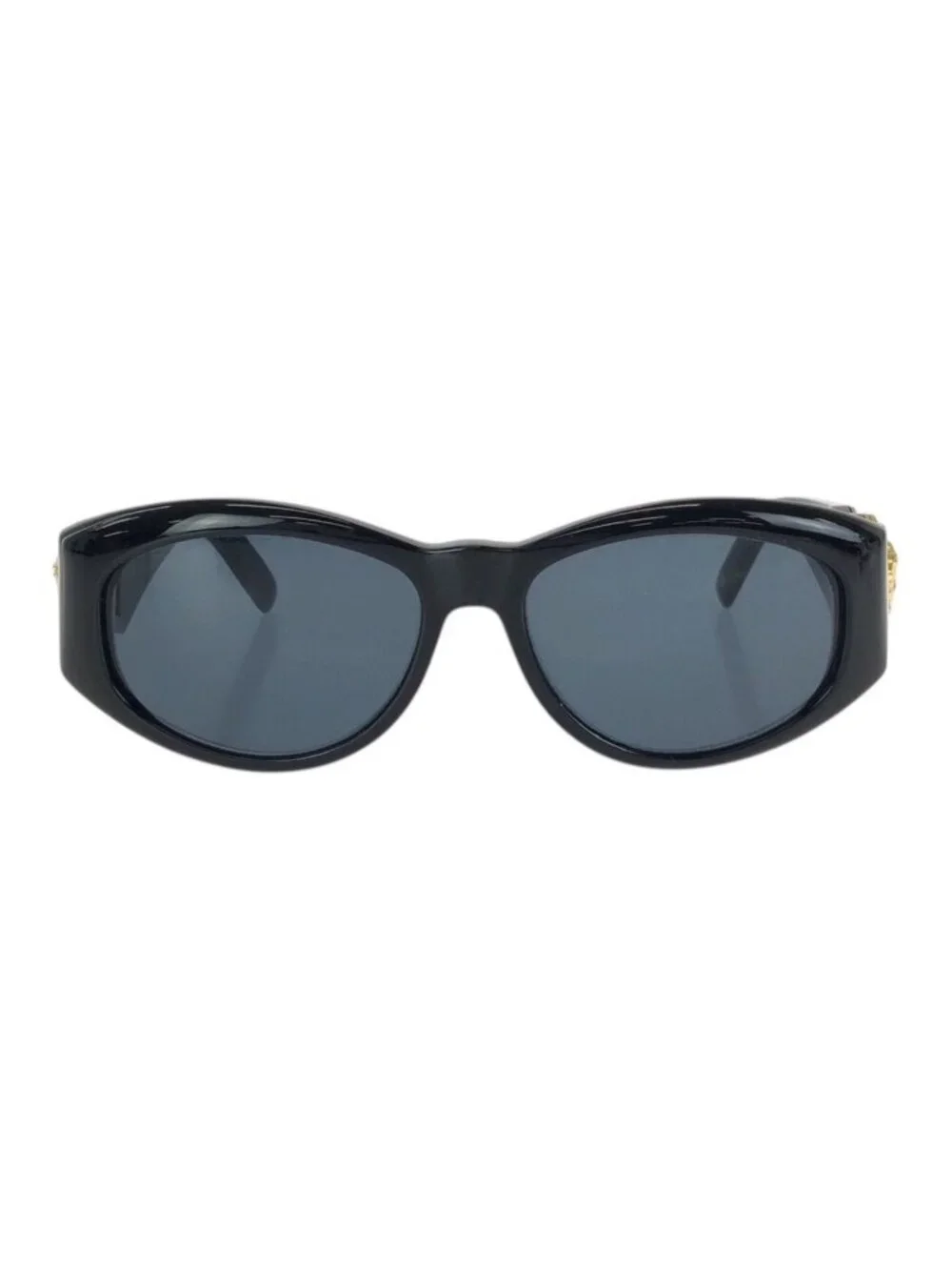 Versace Vintage Medusa Black Gold Acetate Metal Mod 424 Sunglasses Eyewear